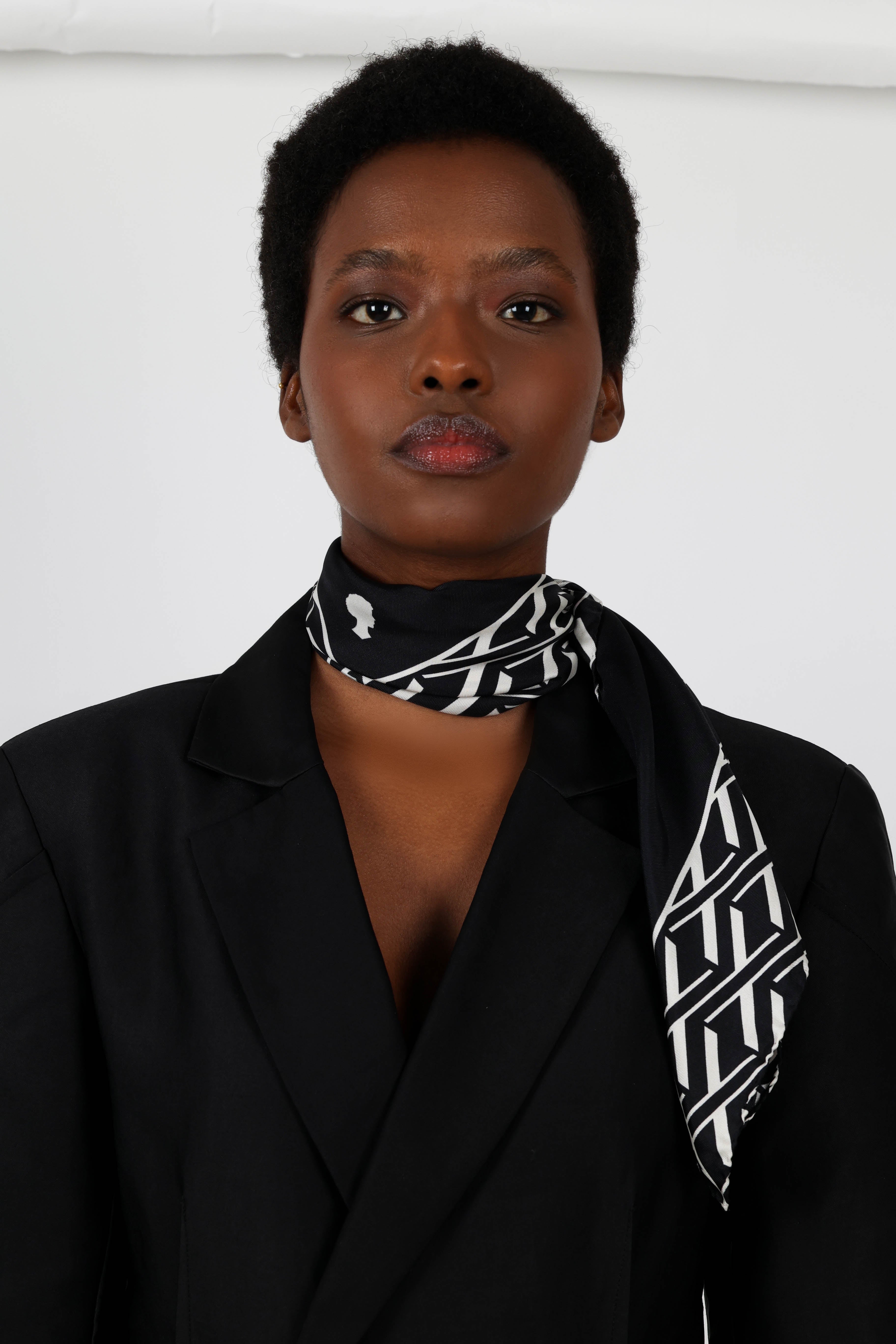 SMALL ADE Signature Silk SCARF - BLACK