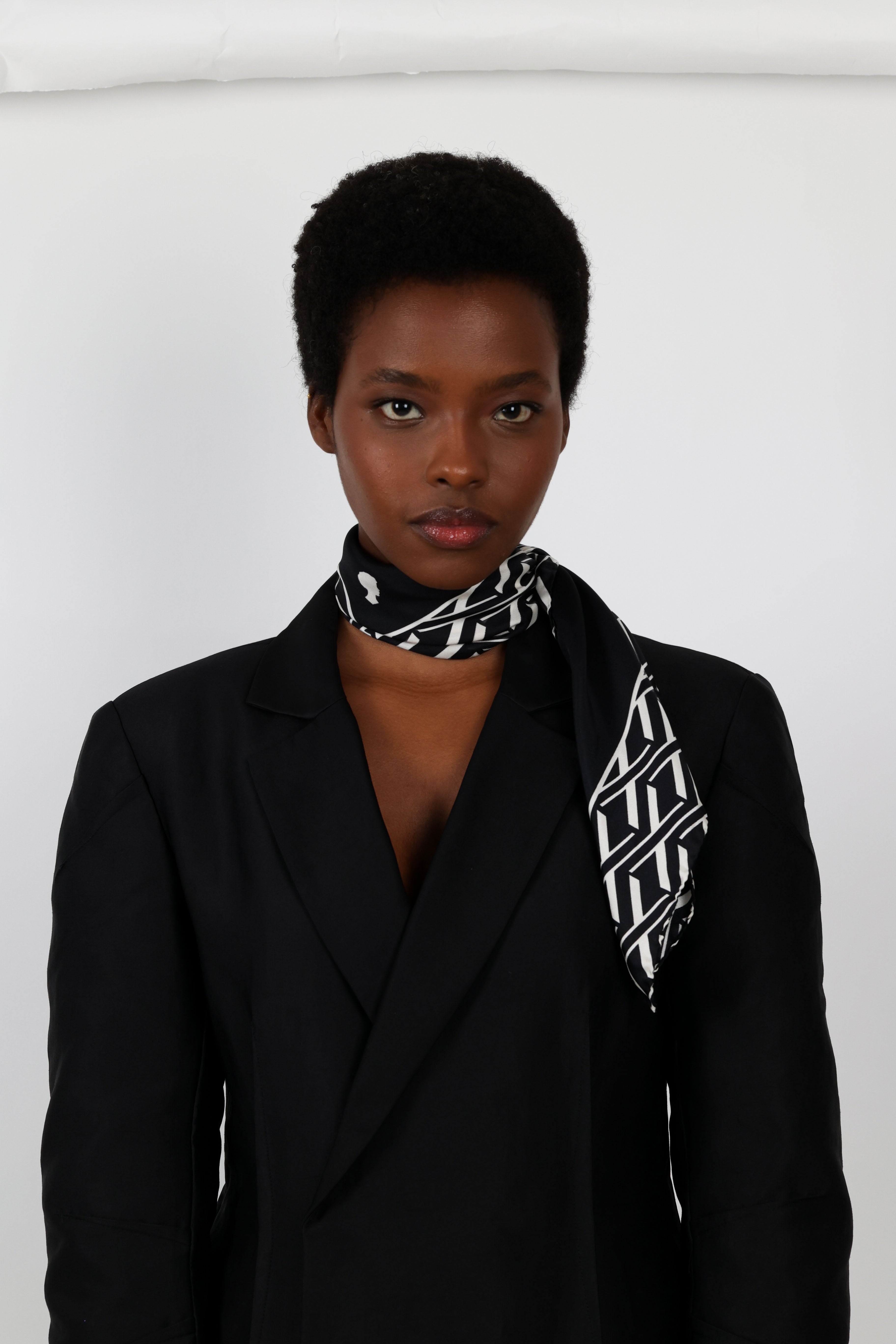 SMALL ADE Signature Silk SCARF - BLACK
