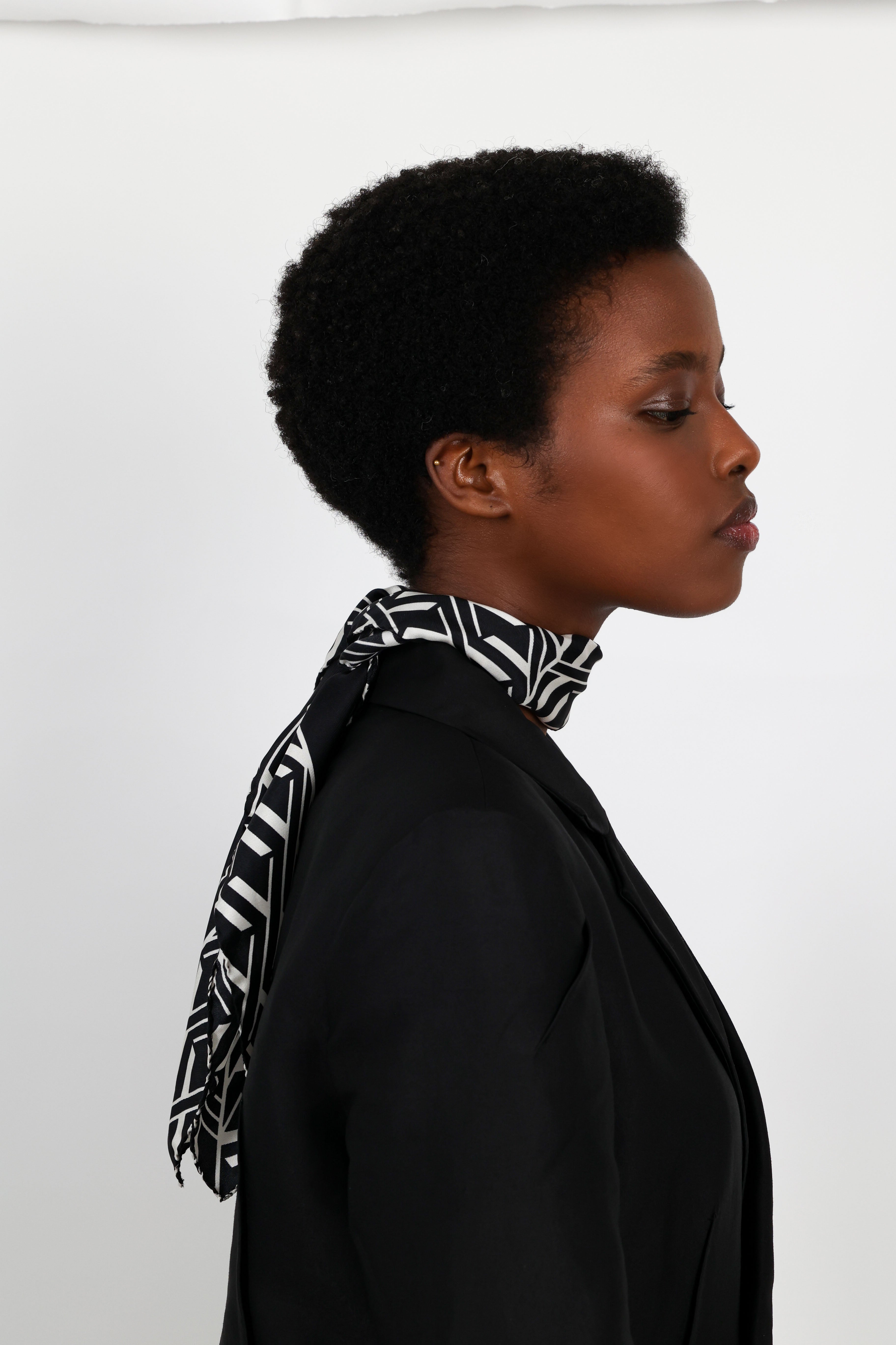 SMALL ADE Signature Silk SCARF - BLACK