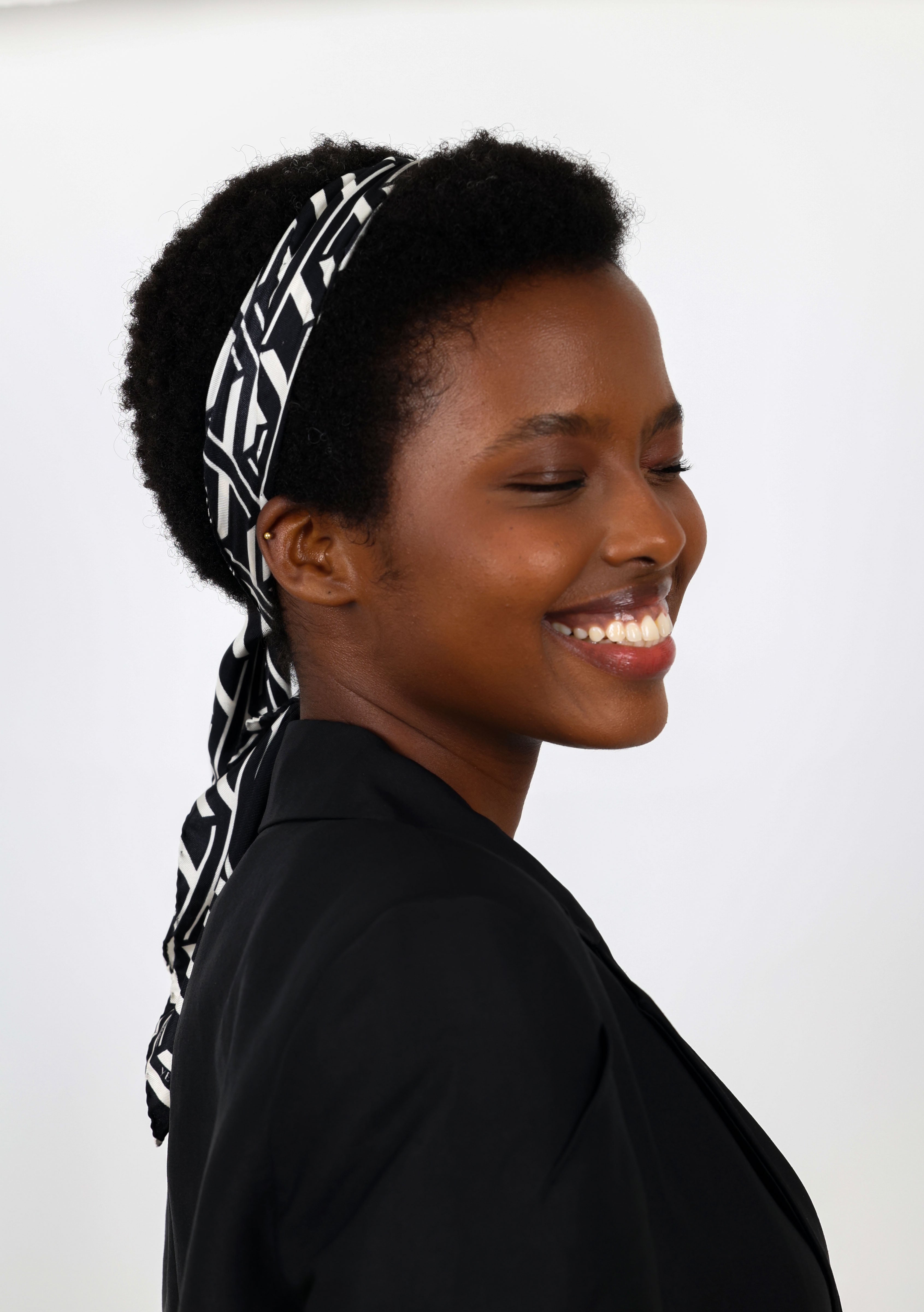 SMALL ADE Signature Silk SCARF - BLACK