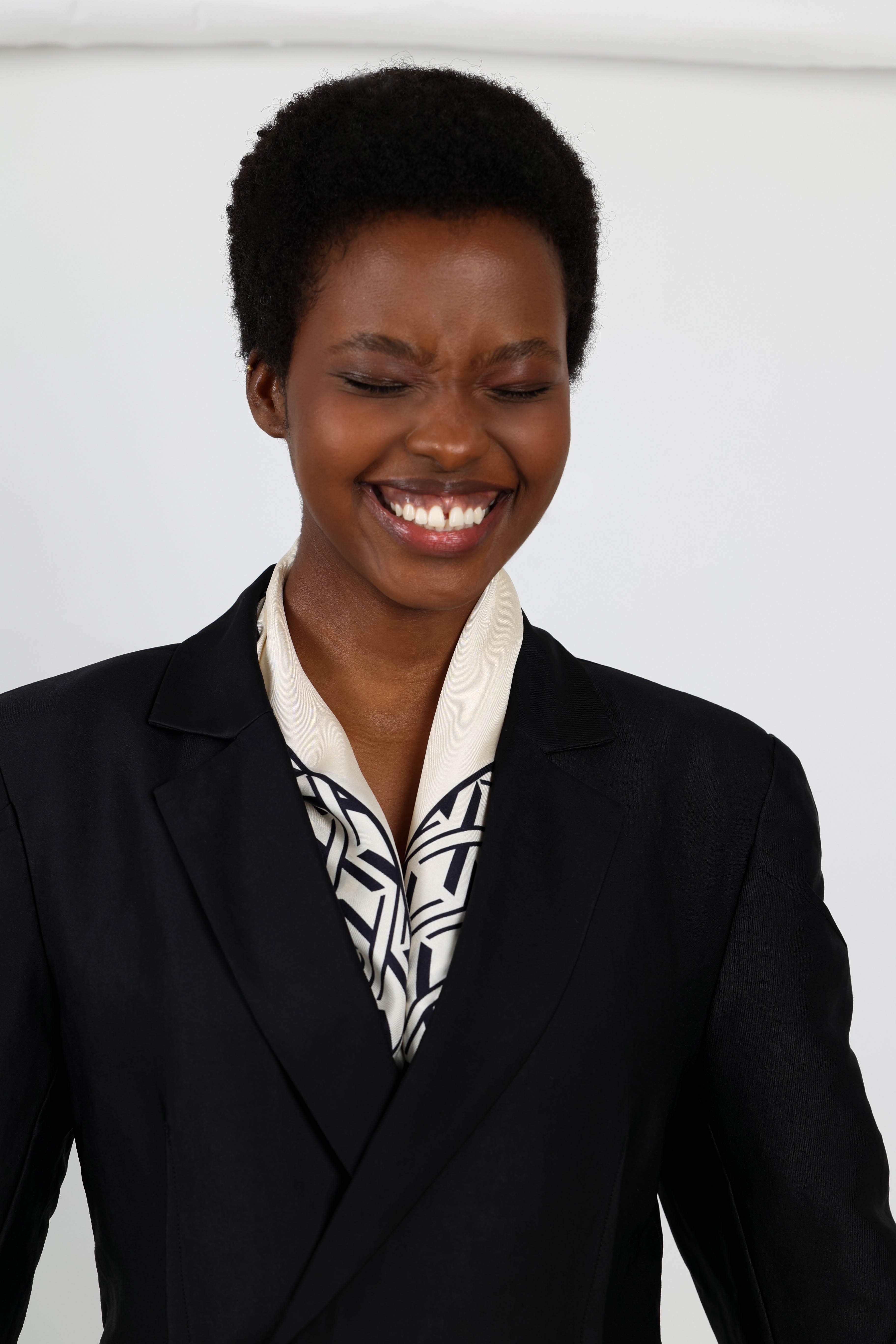 SMALL ADE Signature Silk SCARF - CREME