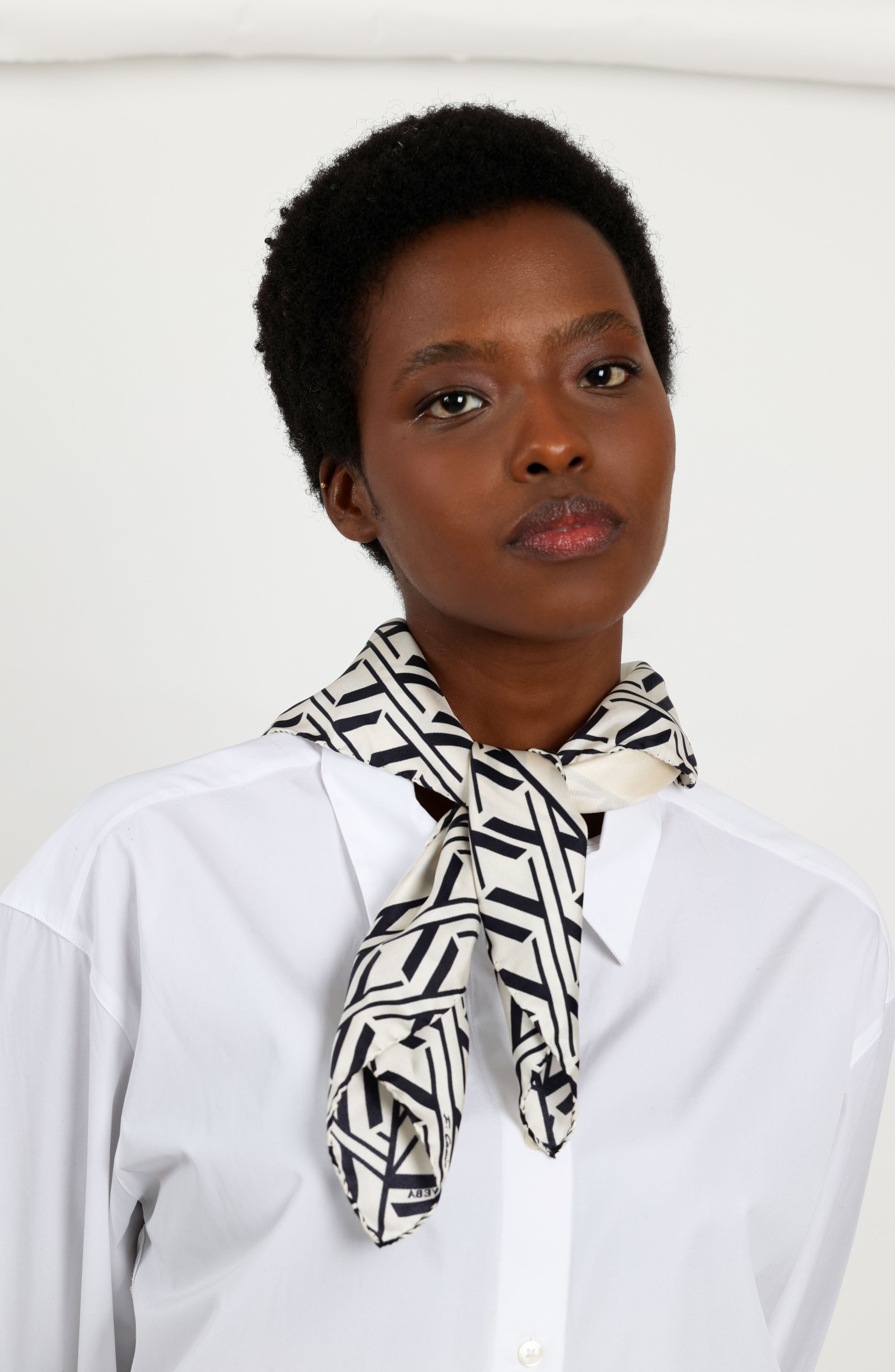 SMALL ADE Signature Silk SCARF - CREME