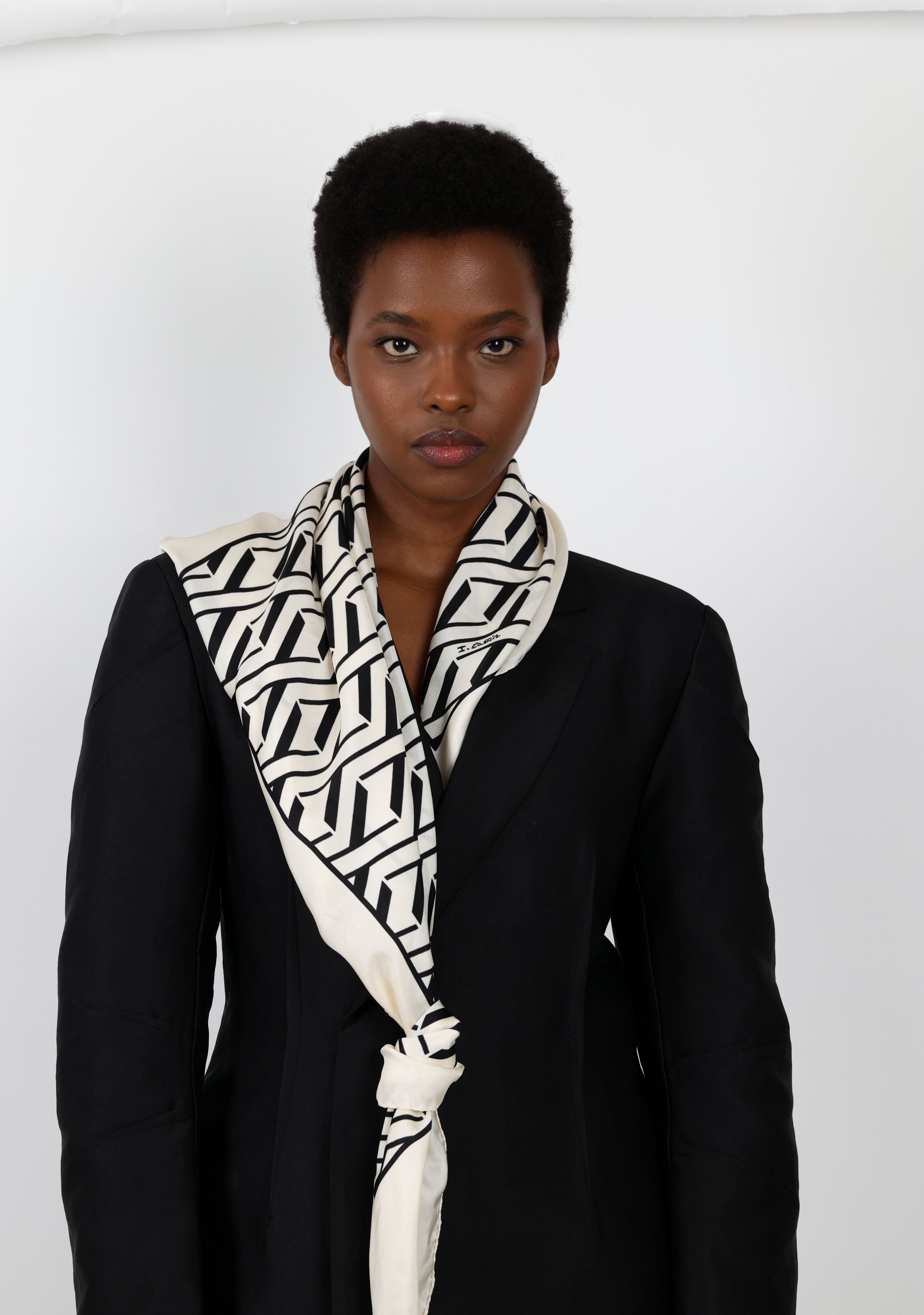 LARGE ADE SIGNATURE Silk SCARF - CREME