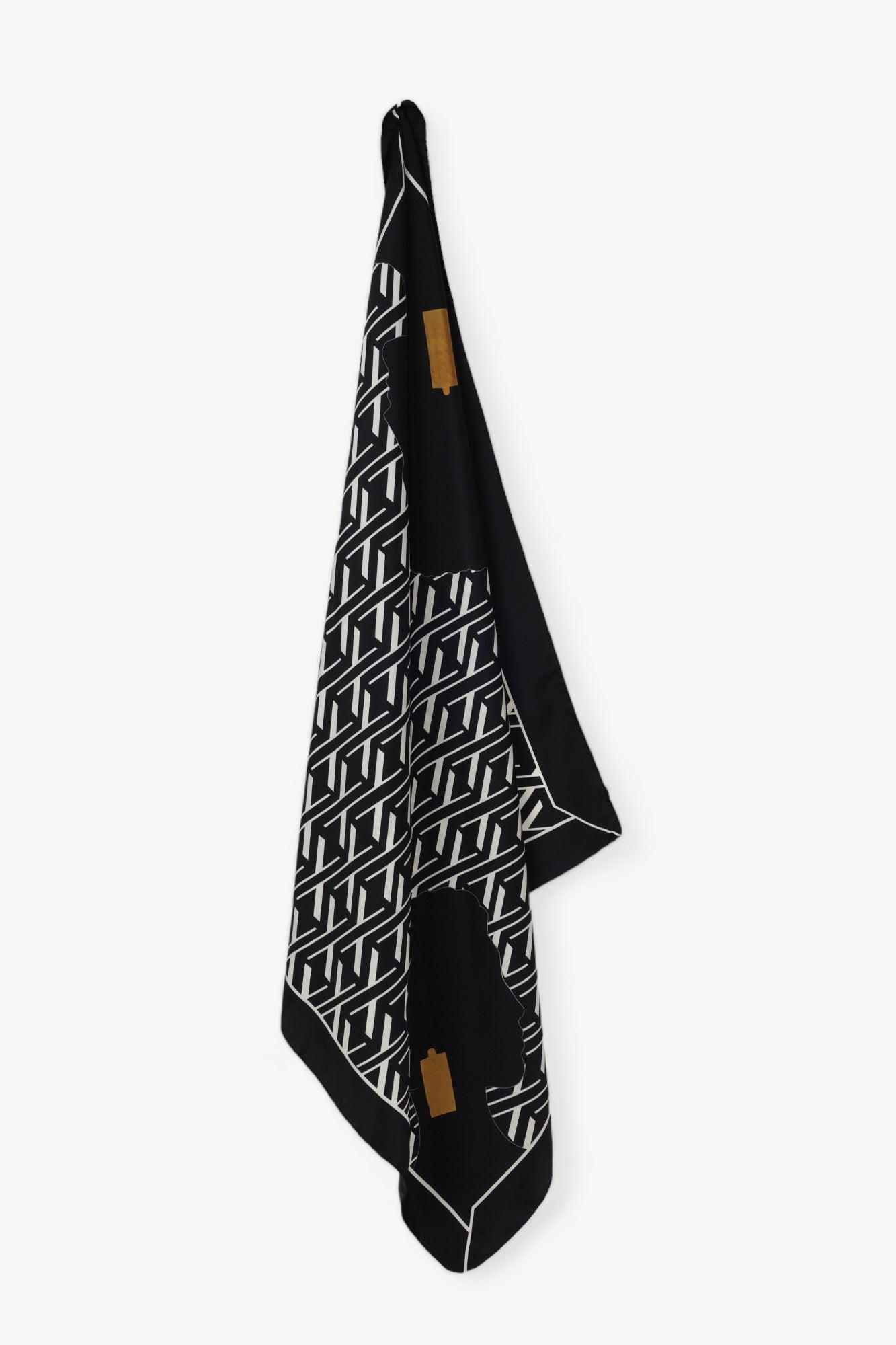 LARGE ADE SIGNATURE SILK SCARF - BLACK